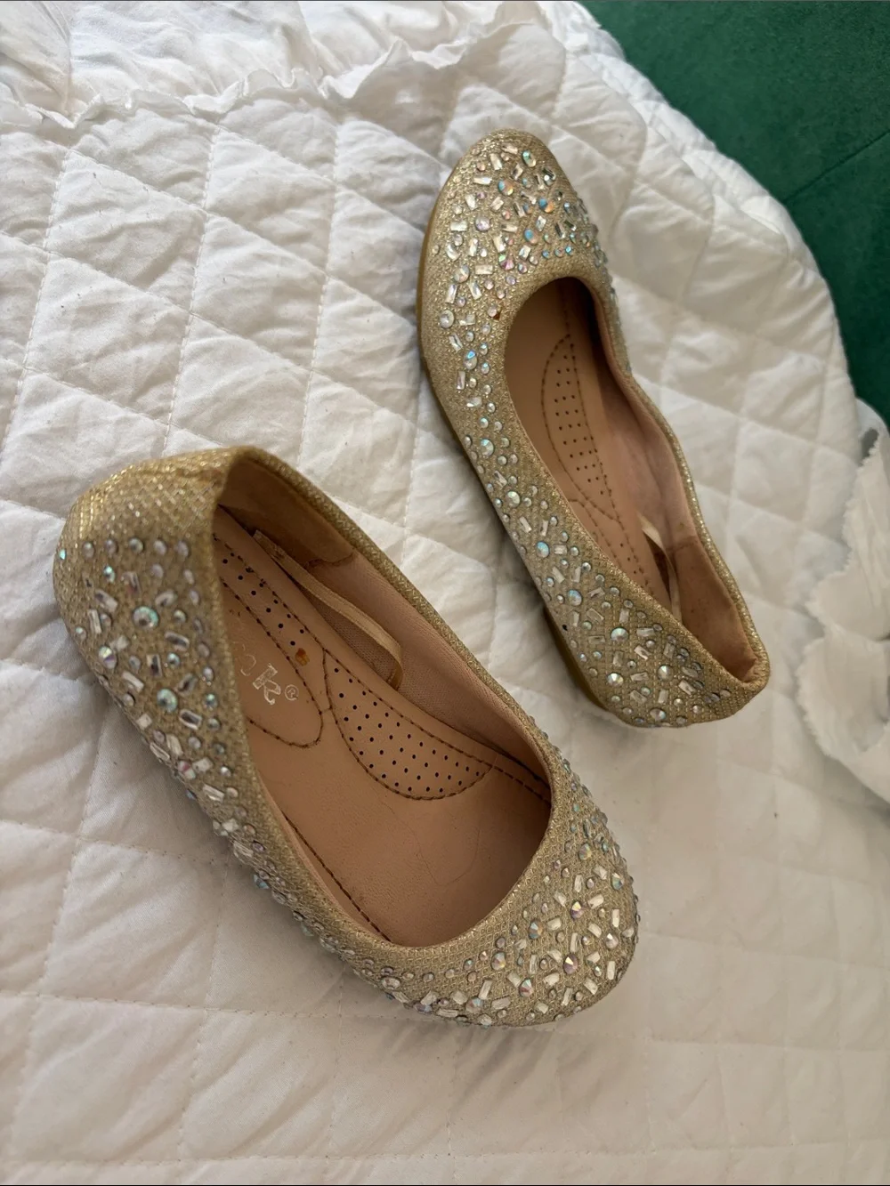 Link Gold Glitter Embellished Girls' Ballet Flats
